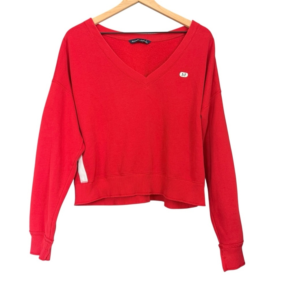 Abercrombie & Fitch Red Cropped Long Sleeve Sweatshirt